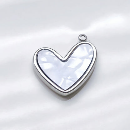 Charm corazón blanco- plata