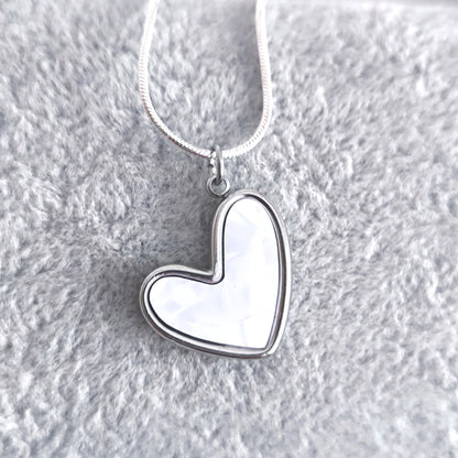 Charm corazón blanco- plata