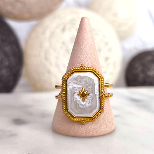 Anillo Esmalte Blanco Estrella
