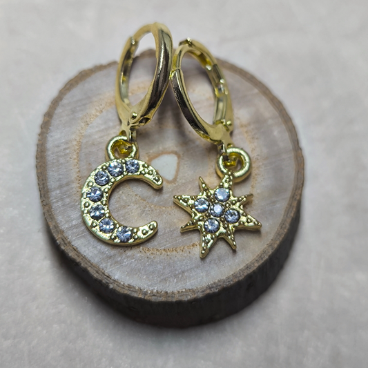 Aretes Aro Estrella & Luna