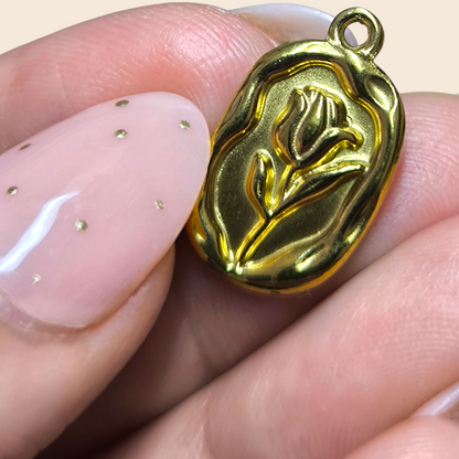 Charm Medalla Ovalada Flor