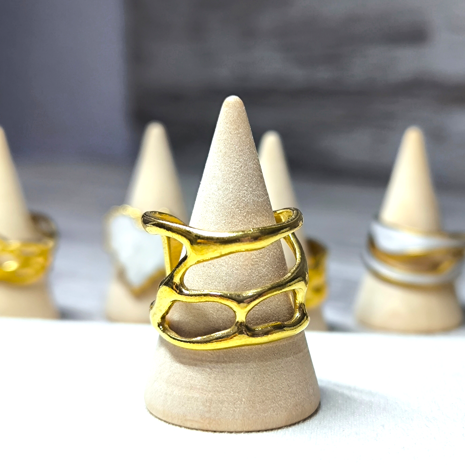 DUAL ARC-Anillo Geométrico Doble en Acero Inoxidable