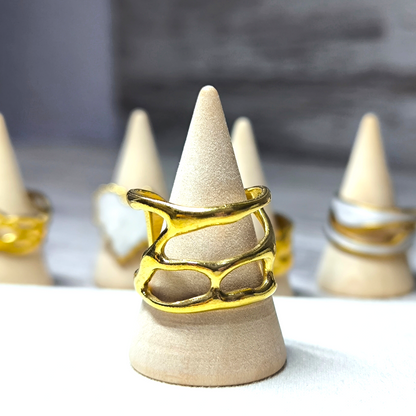 DUAL ARC-Anillo Geométrico Doble en Acero Inoxidable