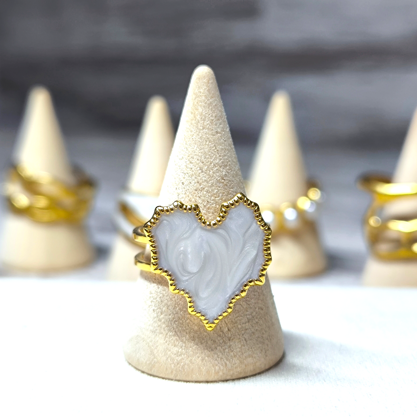 Anillo Abstracta Blanco Cœur