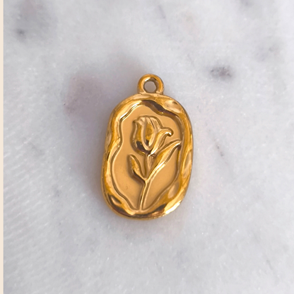 Charm Medalla Ovalada Flor
