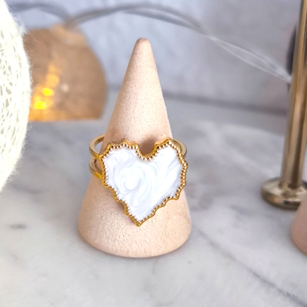 Anillo Abstracta Blanco Cœur