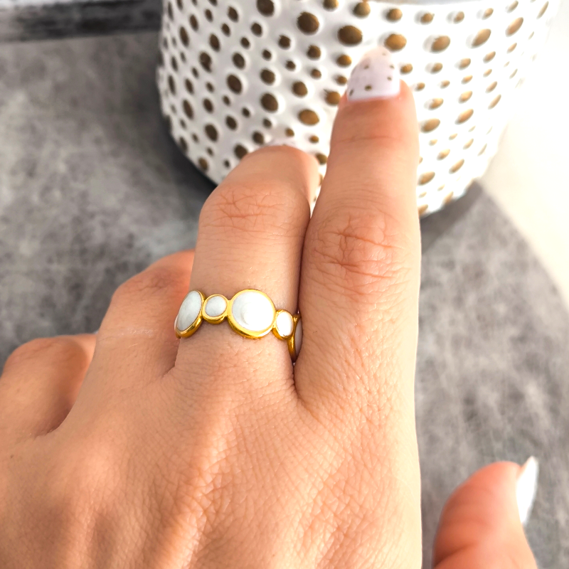 Anillo Abierto Vintage Francés en Acero de Titanio Platinado Dorado Antirrosa