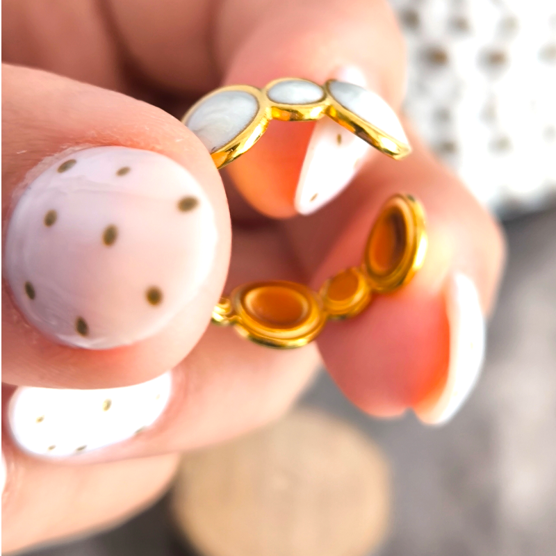 Anillo Abierto Vintage Francés en Acero de Titanio Platinado Dorado Antirrosa