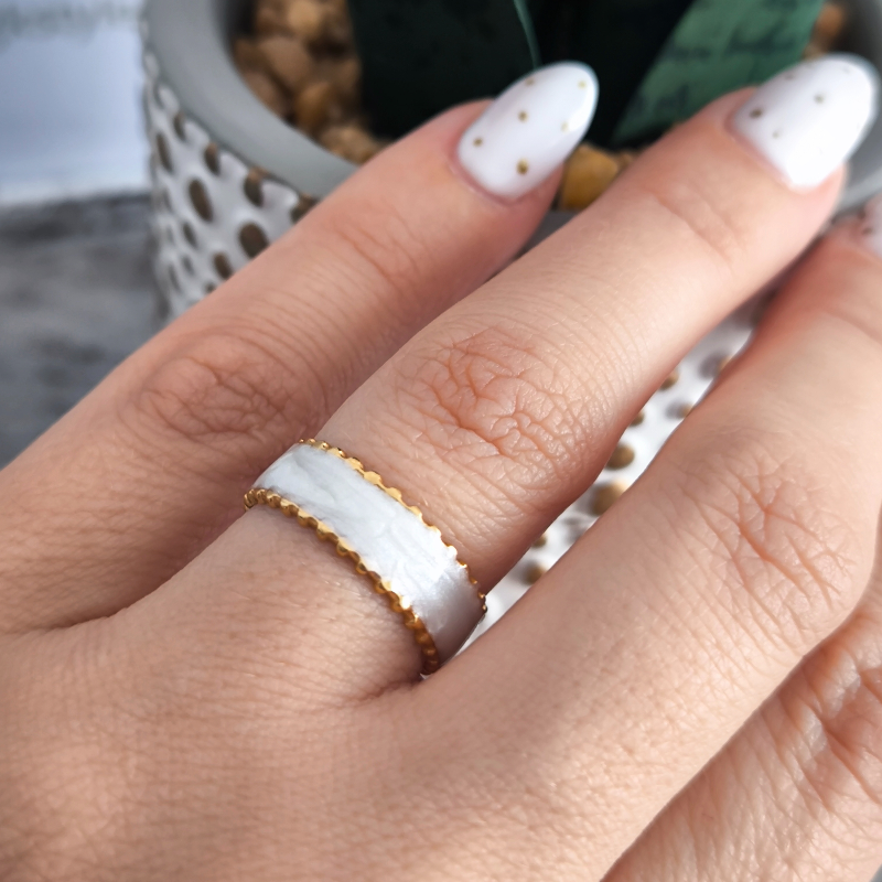 Anillo Abierto Vintage Francés con Piedra Blanca