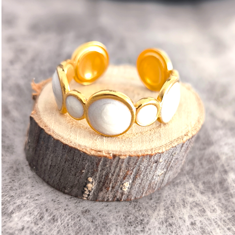 Anillo Abierto Vintage Francés en Acero de Titanio Platinado Dorado Antirrosa