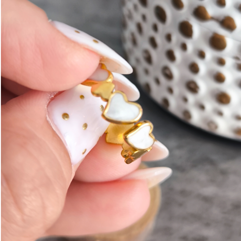 Anillo ÉTOILE Amarante Corazones Blancos