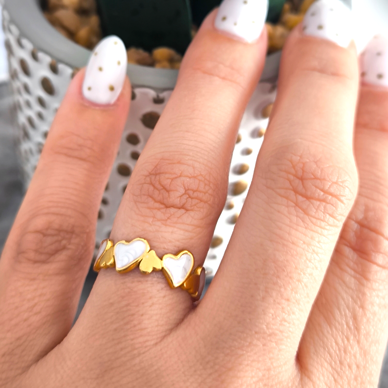 Anillo ÉTOILE Amarante Corazones Blancos