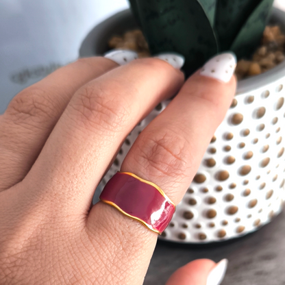 Anillo Abierto Vintage Francés en Acero de Titanio Platinado Dorado Antirrosa – Estilo Atemporal y Sofisticado