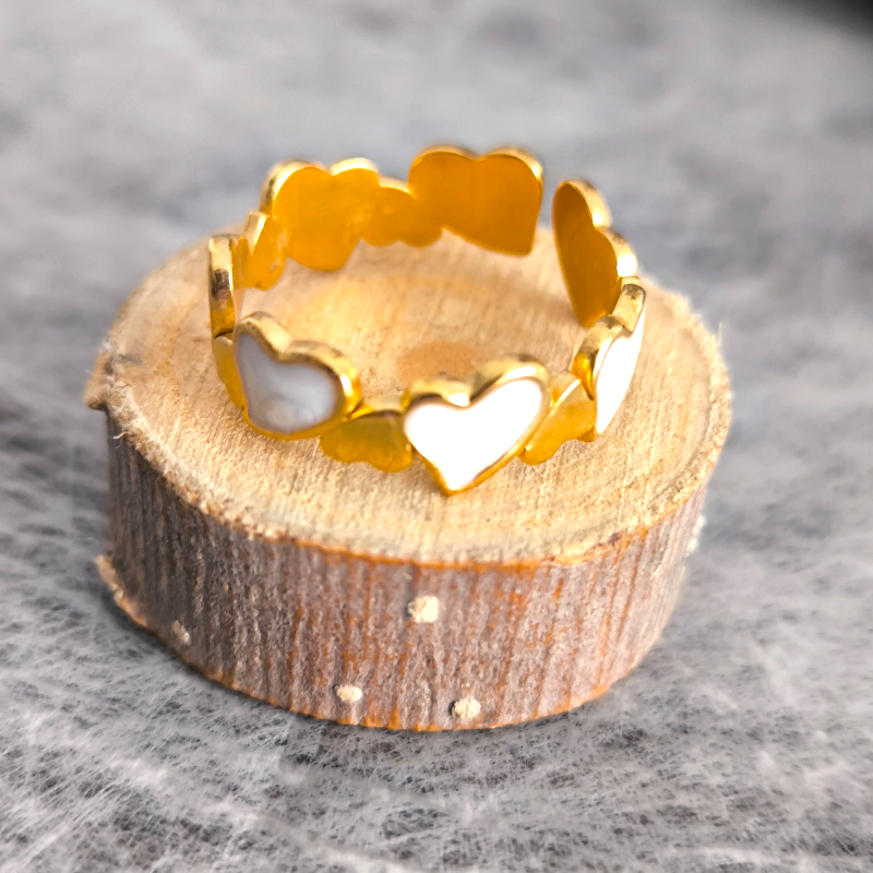 Anillo ÉTOILE Amarante Corazones Blancos