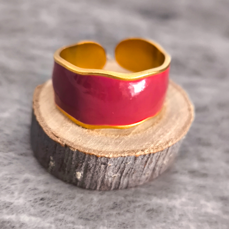 Anillo Abierto Vintage Francés en Acero de Titanio Platinado Dorado Antirrosa – Estilo Atemporal y Sofisticado