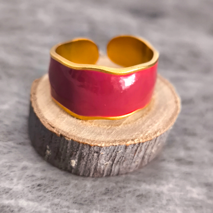 Anillo Abierto Vintage Francés en Acero de Titanio Platinado Dorado Antirrosa – Estilo Atemporal y Sofisticado