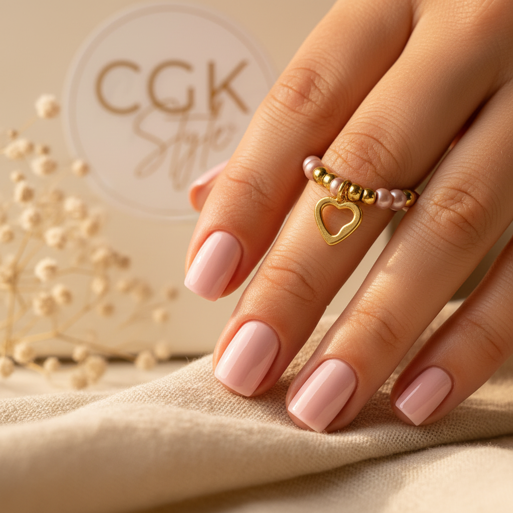 CGK Style – Anillo Rosa Uñas Cuadradas