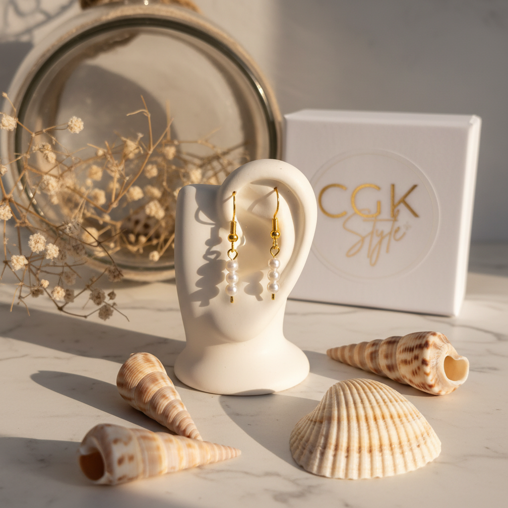 Pendientes Perlas Redondas Estilo Editorial CGK Style