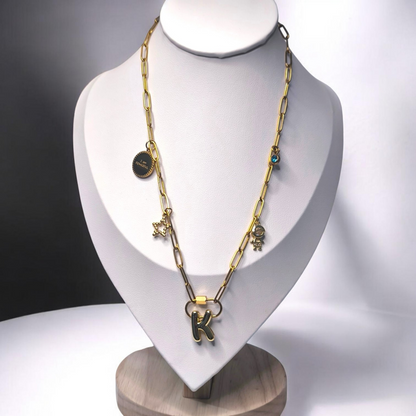 Colgante Sérénité Clip dorado en acero inoxidable con chapado PVD 18K, personalizable con charms - CGK Style
