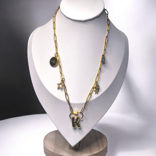 Colgante Sérénité Clip dorado en acero inoxidable con chapado PVD 18K, personalizable con charms - CGK Style