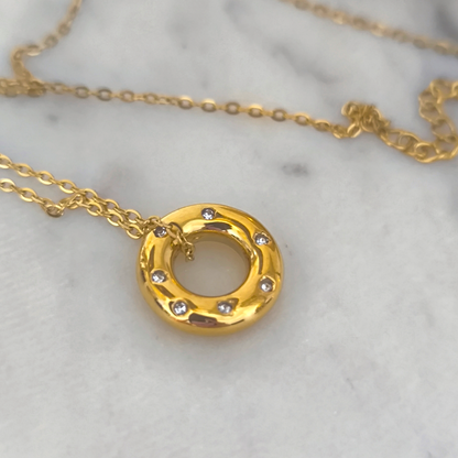 Colgante Aro Doble con Circonitas